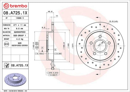Brembo 08.A725.1X Brake Disc - 2