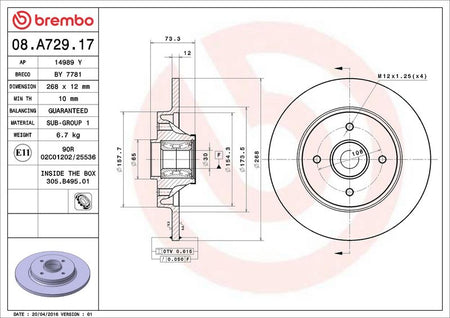 Brembo 08.A729.17 Brake Disc - 2