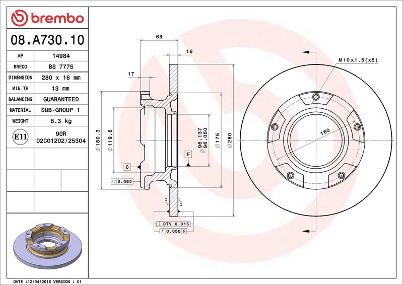 Brembo 08.A730.10 Brake Disc - 2
