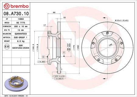 Brembo 08.A730.10 Brake Disc - 2