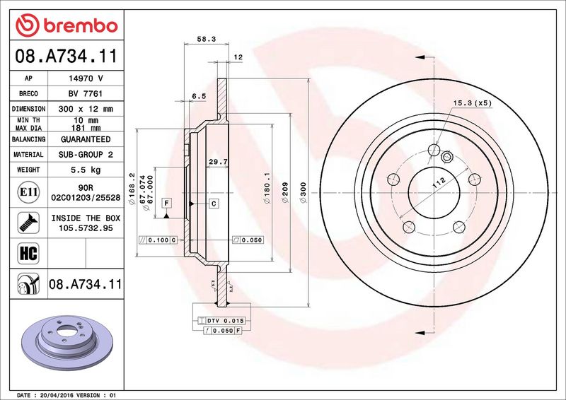 Brembo 08.A734.11 Brake Disc - 2
