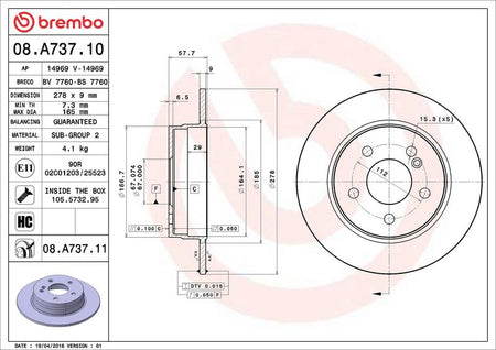 Brembo 08.A737.11 Brake Disc - 2