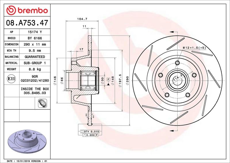Brembo 08.A753.47 Brake Disc - 2