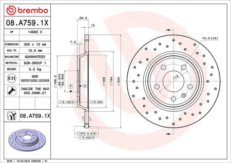 Brembo 08.A759.1X Brake Disc - 2