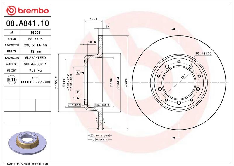 Brembo 08.A841.10 Brake Disc - 2