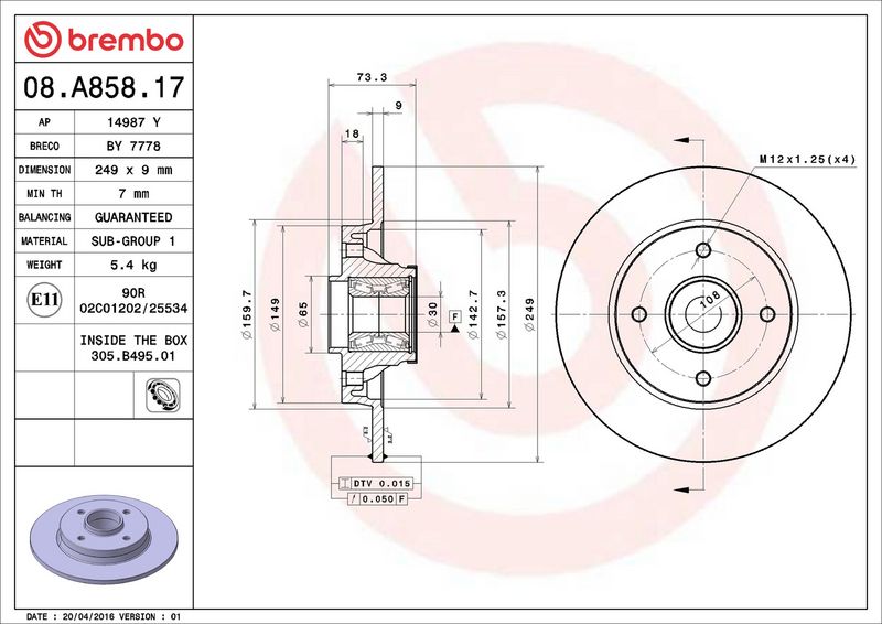 Brembo 08.A858.17 Brake Disc - 2