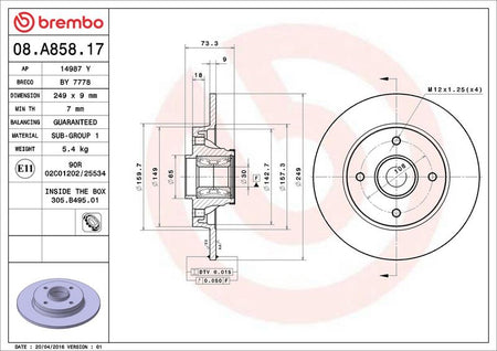 Brembo 08.A858.17 Brake Disc - 2