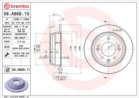 Brembo 08.A869.11 Brake Disc - 2