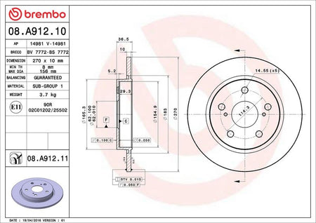 Brembo 08.A912.11 Brake Disc - 2
