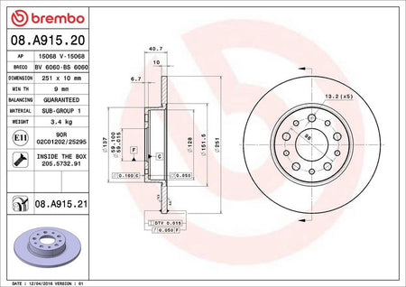 Brembo 08.A915.21 Brake Disc - 2