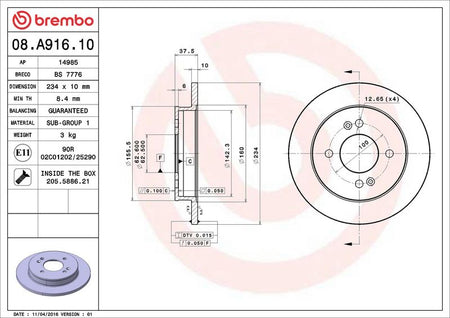 Brembo 08.A916.10 Brake Disc - 2