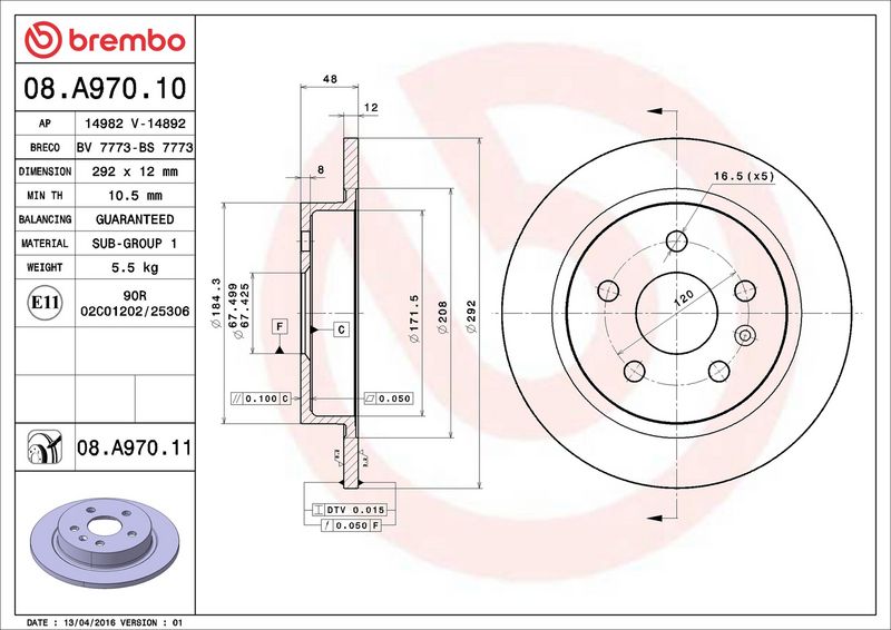 Brembo 08.A970.11 Brake Disc - 2
