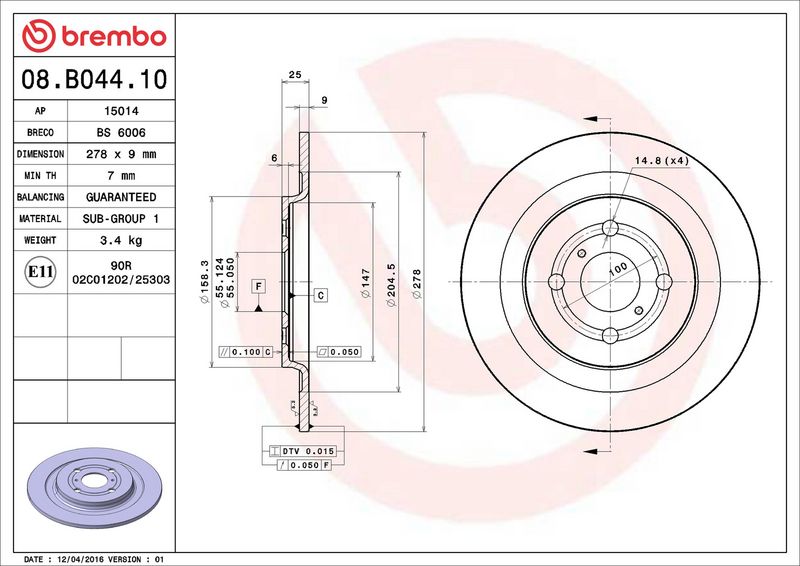 Brembo 08.B044.10 Brake Disc - 2