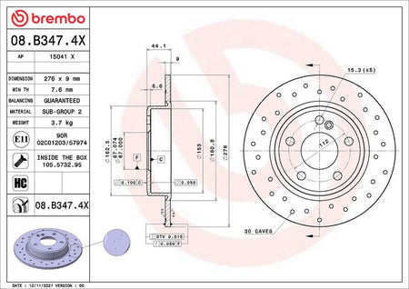 Brembo 08.B347.4X Brake Disc - 1