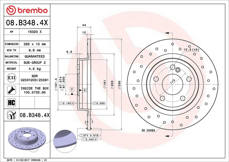 Brembo 08.B348.4X Brake Disc - 2