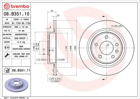 Brembo 08.B351.11 Brake Disc - 2