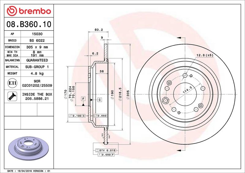Brembo 08.B360.10 Brake Disc - 2