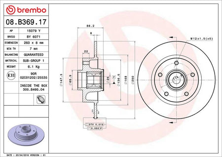 Brembo 08.B369.17 Brake Disc - 2