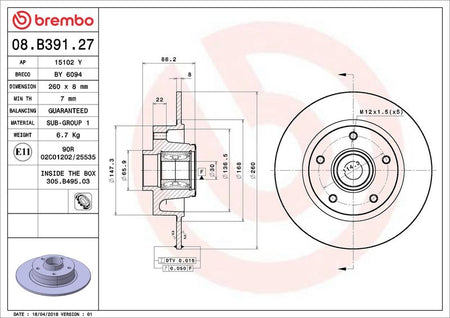 Brembo 08.B391.27 Brake Disc - 2