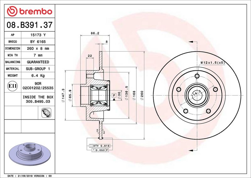 Brembo 08.B391.37 Brake Disc - 2