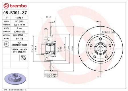 Brembo 08.B391.37 Brake Disc - 2