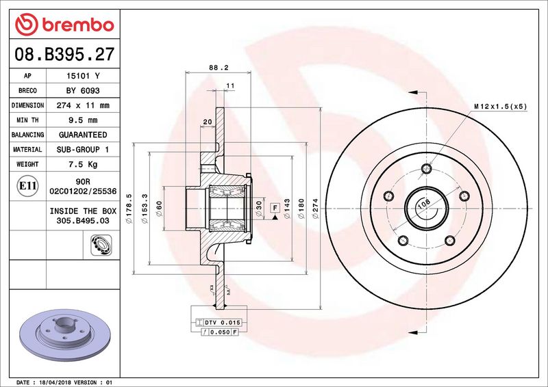Brembo 08.B395.27 Brake Disc - 2