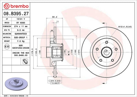 Brembo 08.B395.27 Brake Disc - 2