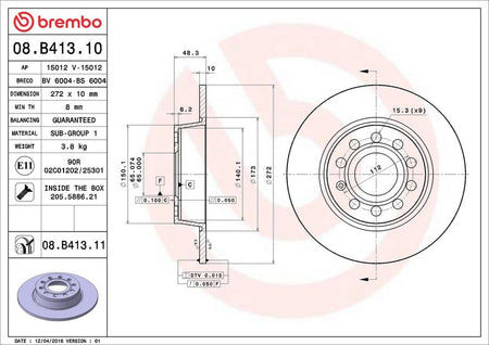 Brembo 08.B413.11 Brake Disc - 2