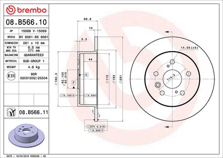 Brembo 08.B566.11 Brake Disc - 2