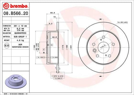 Brembo 08.B566.21 Brake Disc - 1