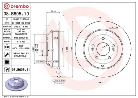 Brembo 08.B605.11 Brake Disc - 2