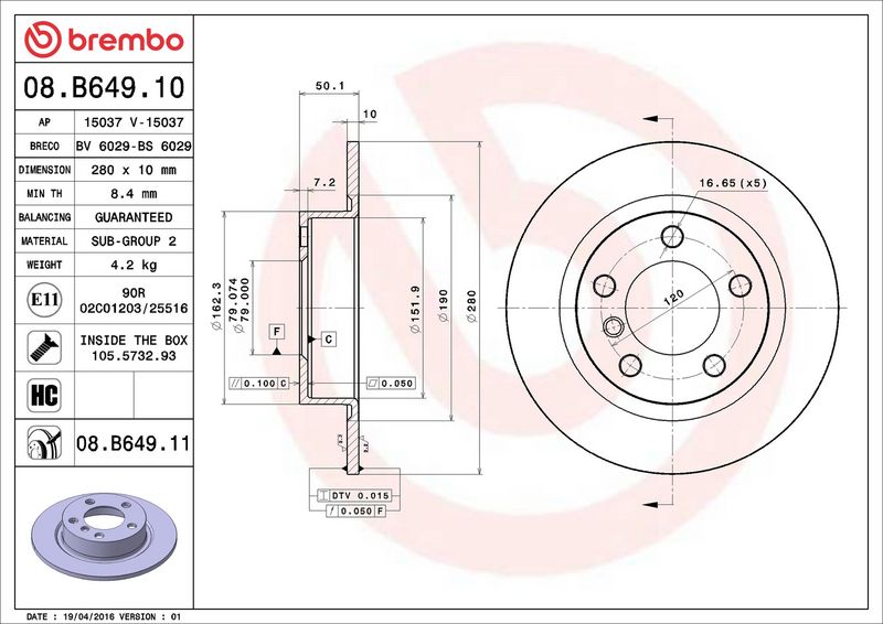 Brembo 08.B649.11 Brake Disc - 2