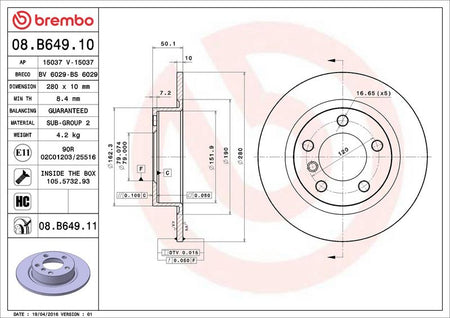 Brembo 08.B649.11 Brake Disc - 2