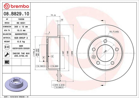 Brembo 08.B829.10 Brake Disc - 2