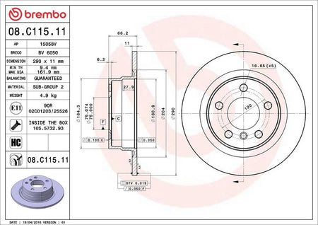 Brembo 08.C115.11 Brake Disc - 2