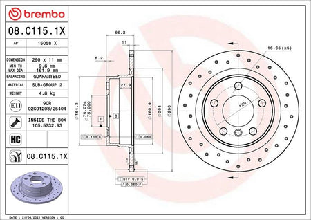 Brembo 08.C115.1X Brake Disc - 2