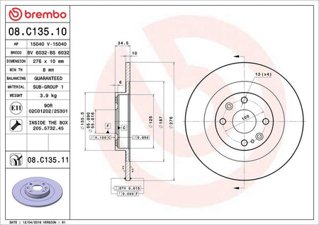Brembo 08.C135.11 Brake Disc - 2