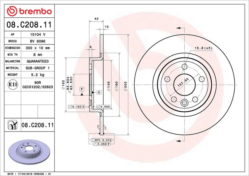 Brembo 08.C208.11 Brake Disc - 2