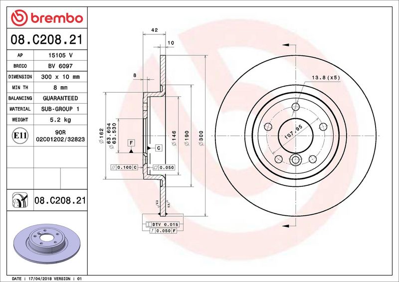 Brembo 08.C208.21 Brake Disc - 2
