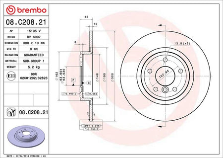 Brembo 08.C208.21 Brake Disc - 2