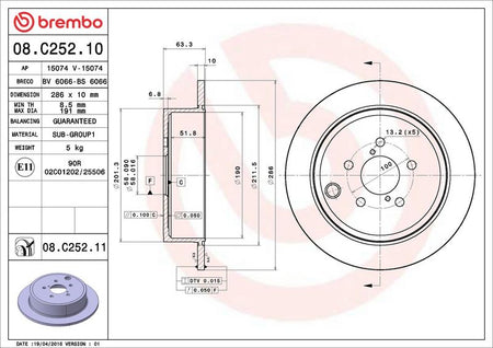 Brembo 08.C252.11 Brake Disc - 2