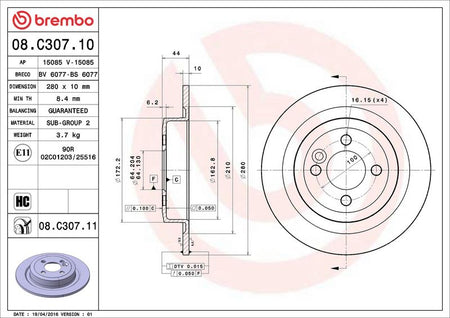 Brembo 08.C307.11 Brake Disc - 2