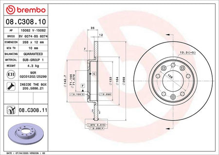 Brembo 08.C308.11 Brake Disc - 2