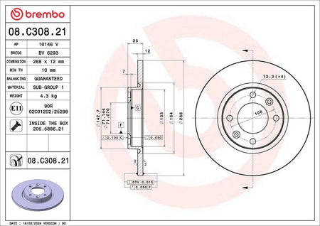 Brembo 08.C308.21 Brake Disc - 2