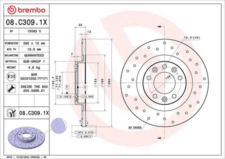 Brembo 08.C309.1X Brake Disc - 2