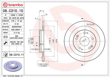 Brembo 08.C310.11 Brake Disc - 2