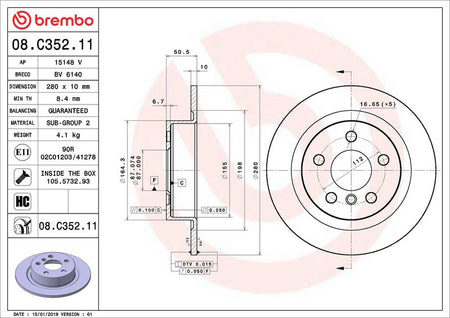 Brembo 08.C352.11 Brake Disc - 2