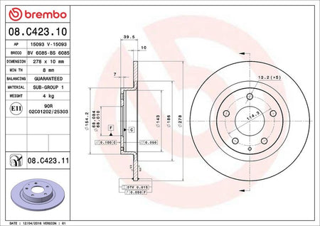 Brembo 08.C423.11 Brake Disc - 2