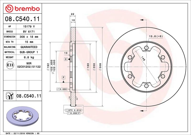Brembo 08.C540.11 Brake Disc - 2