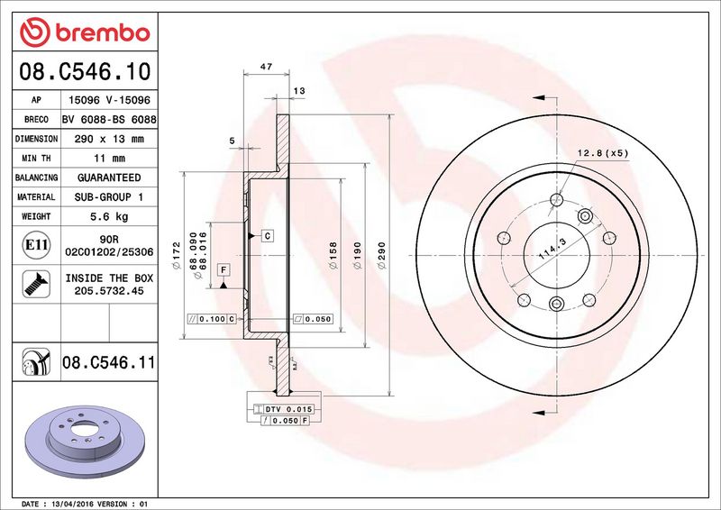 Brembo 08.C546.11 Brake Disc - 2